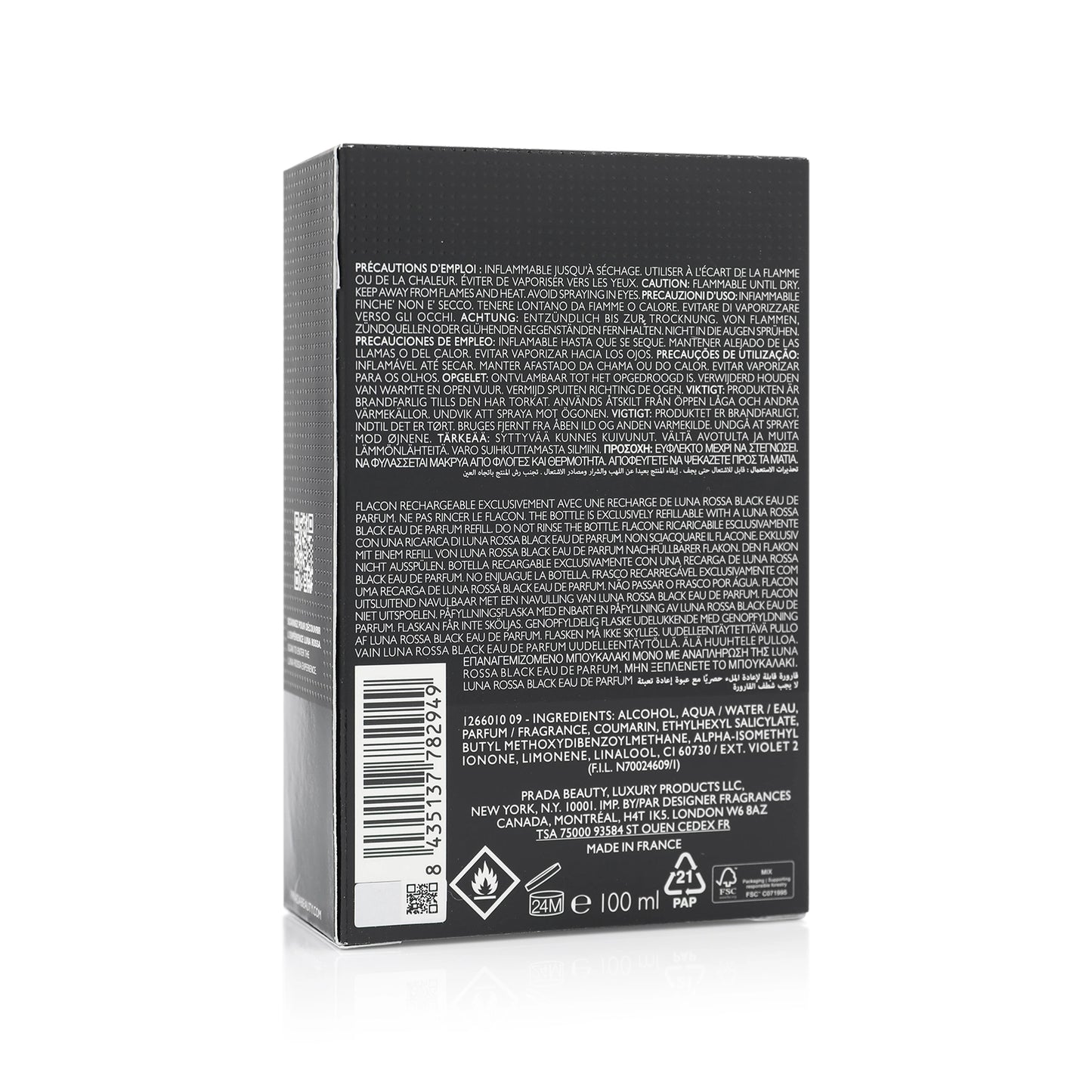Prada Luna Rossa Black Eau De Parfum 100ml Spray